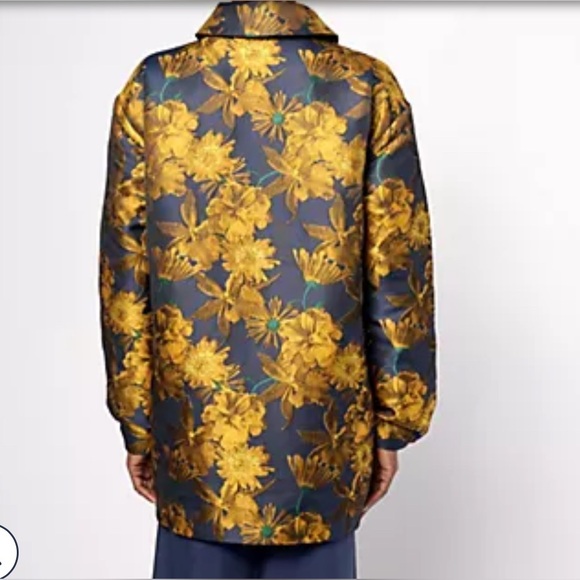 NWT Isaac Mizrahi Jacquard Floral Navy and gold Fleece Lined elegant jacket. 3X - Picture 7 of 17